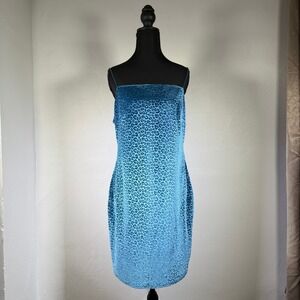 Leith Dress Womens Large Blue Leopard Pint Velour Short